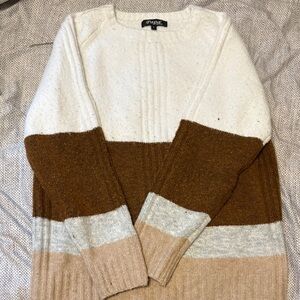 Cozy Colorblock Cardigan - Cream, Brown, and Tan